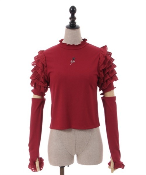 axes femme POETIQUE(アクシーズファムポエティック)の「アームカバー付フリル袖プルオーバー(Tシャツ/カットソー・レディース・キナリ/ワイン/ブラック・MEDIUM)」の15枚目の写真