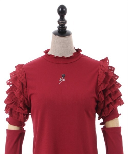 axes femme POETIQUE(アクシーズファムポエティック)の「アームカバー付フリル袖プルオーバー(Tシャツ/カットソー・レディース・キナリ/ワイン/ブラック・MEDIUM)」の18枚目の写真