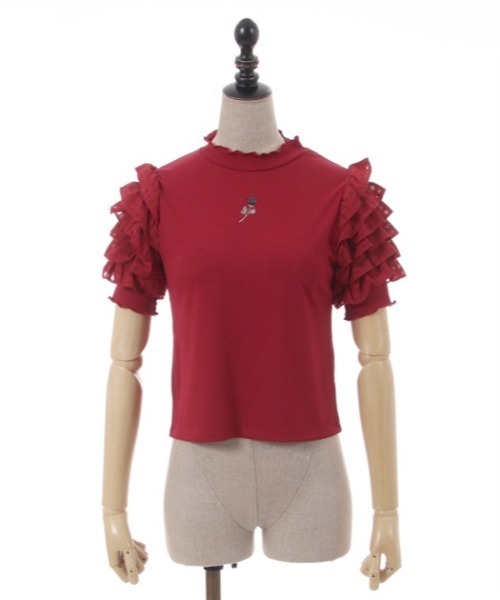 axes femme POETIQUE(アクシーズファムポエティック)の「アームカバー付フリル袖プルオーバー(Tシャツ/カットソー・レディース・キナリ/ワイン/ブラック・MEDIUM)」の20枚目の写真