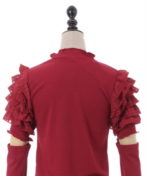 axes femme POETIQUE(アクシーズファムポエティック)の「アームカバー付フリル袖プルオーバー(Tシャツ/カットソー・レディース・キナリ/ワイン/ブラック・MEDIUM)」の22枚目の写真
