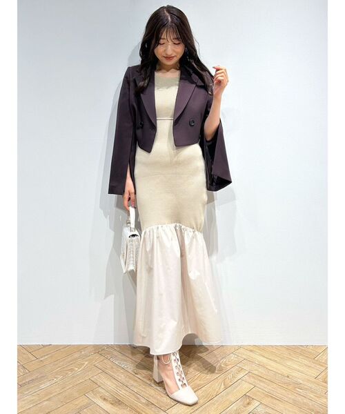 MERCURYDUO（マーキュリーデュオ）の「クロップドダブルジャケット（テーラードジャケット・レディース・ベージュ/ダークブラウン・SMALL/MEDIUM）」の11枚目の写真