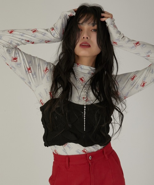 led.tokyo（レッドトウキョウ）の「【led.tokyo】WAVE KNIT BUSTIER（Tシャツ/カットソー・レディース・ブラック/ブルー・FREE）」の2枚目の写真