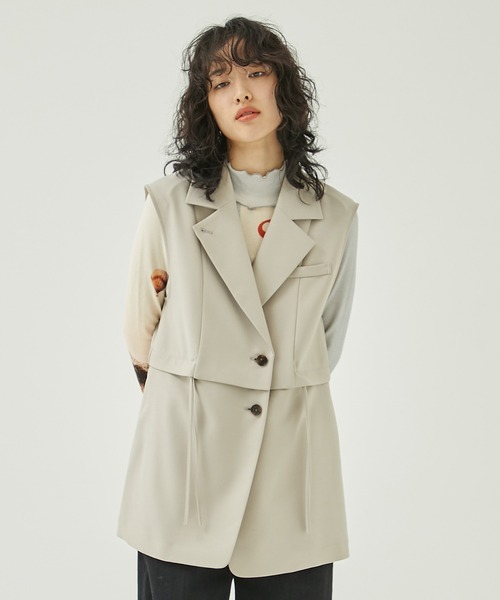 【PUBLICTOKYO/パブリックトウキョウ】アイボリー　ジレセットジャケット セール】デタッチャブル2WAYジレ（ベスト）｜PUBLIC TOKYO