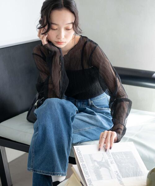 WEGO（ウィゴー）の「WEGO/シアープリーツメロウロンT（Tシャツ/カットソー・レディース・ブラック/グリーン/オフホワイト/ベージュ/ホワイト系その他・FREE）」の3枚目の写真