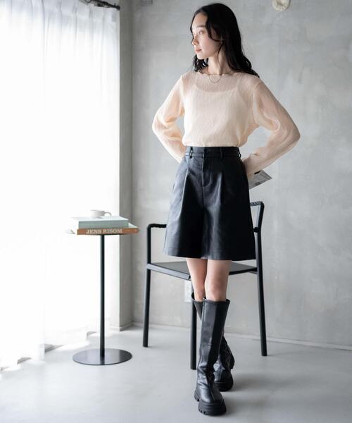 WEGO（ウィゴー）の「WEGO/シアープリーツメロウロンT（Tシャツ/カットソー・レディース・ブラック/グリーン/オフホワイト/ベージュ/ホワイト系その他・FREE）」の6枚目の写真