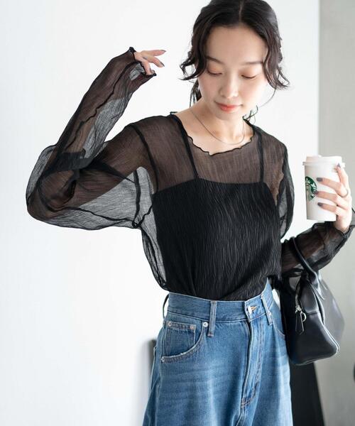 WEGO（ウィゴー）の「WEGO/シアープリーツメロウロンT（Tシャツ/カットソー・レディース・ブラック/グリーン/オフホワイト/ベージュ/ホワイト系その他・FREE）」の14枚目の写真