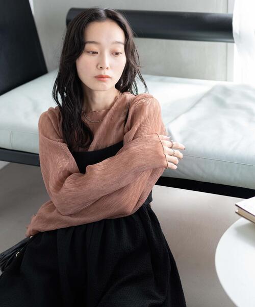 WEGO（ウィゴー）の「WEGO/シアープリーツメロウロンT（Tシャツ/カットソー・レディース・ブラック/グリーン/オフホワイト/ベージュ/ホワイト系その他・FREE）」の4枚目の写真