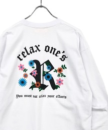 ミドルウェイト天竺  / バック フラワー刺繍 クルーネック ロンTee