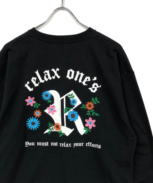 TRAP/U (トラップユー)の「ミドルウェイト天竺 / バック フラワー刺繍 クルーネック ロンTee(Tシャツ/カットソー・メンズ・ブラック/ダークグリーン/ホワイト・F)」の1枚目の写真