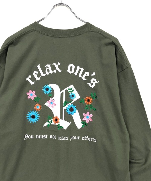 TRAP/U (トラップユー)の「ミドルウェイト天竺 / バック フラワー刺繍 クルーネック ロンTee(Tシャツ/カットソー・メンズ・ブラック/ダークグリーン/ホワイト・F)」の3枚目の写真