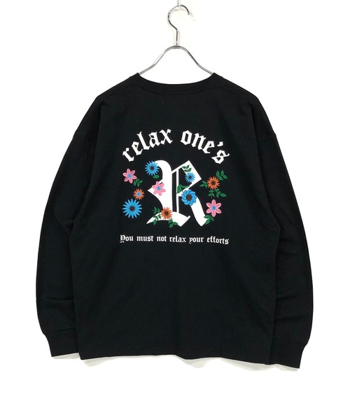 TRAP/U (トラップユー)の「ミドルウェイト天竺 / バック フラワー刺繍 クルーネック ロンTee(Tシャツ/カットソー・メンズ・ブラック/ダークグリーン/ホワイト・F)」の5枚目の写真