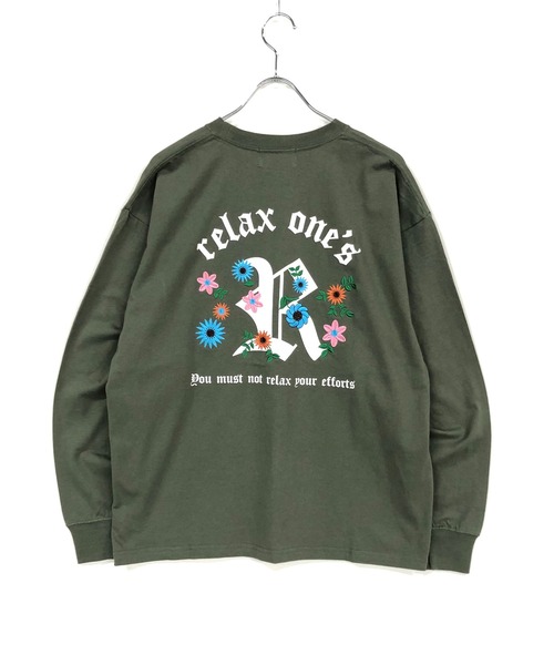 TRAP/U (トラップユー)の「ミドルウェイト天竺 / バック フラワー刺繍 クルーネック ロンTee(Tシャツ/カットソー・メンズ・ブラック/ダークグリーン/ホワイト・F)」の12枚目の写真