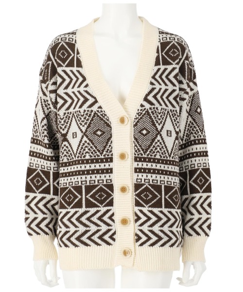 anap mimpi（アナップミンピ）の「オルテガ デザイン Vネック ニット カーディガン（カーディガン/ボレロ・レディース・ブラック/アイボリー・FREE）」の15枚目の写真