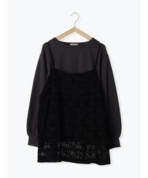 Samansa Mos2 | 起毛レースキャミ&スウェットセット(Tシャツ/カットソー)