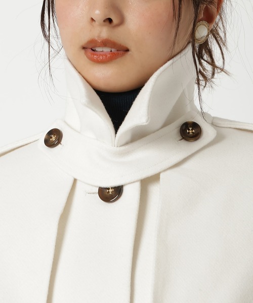 REDYAZEL（レディアゼル）の「スタンドカラーショートコート（ステンカラーコート・レディース・キャメル/ピンク/ブラック/オフホワイト・MEDIUM/SMALL）」の21枚目の写真