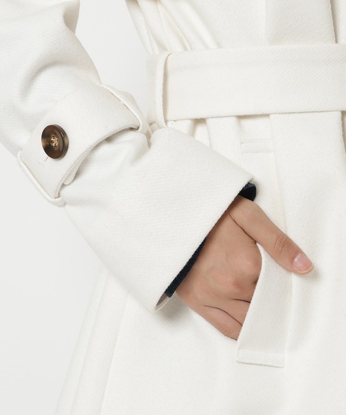 REDYAZEL（レディアゼル）の「スタンドカラーショートコート（ステンカラーコート・レディース・キャメル/ピンク/ブラック/オフホワイト・MEDIUM/SMALL）」の22枚目の写真