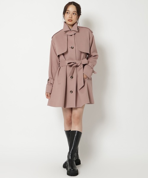 REDYAZEL（レディアゼル）の「スタンドカラーショートコート（ステンカラーコート・レディース・キャメル/ピンク/ブラック/オフホワイト・MEDIUM/SMALL）」の12枚目の写真