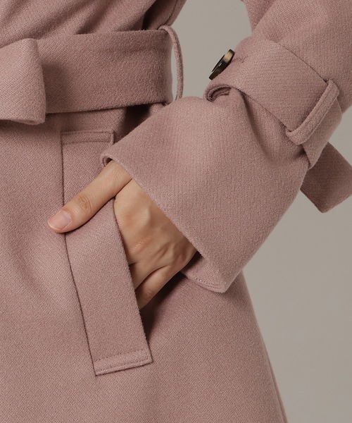 REDYAZEL（レディアゼル）の「スタンドカラーショートコート（ステンカラーコート・レディース・キャメル/ピンク/ブラック/オフホワイト・MEDIUM/SMALL）」の14枚目の写真