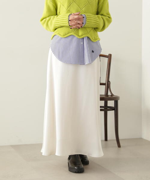 N.（N. Natural Beauty Basic）（エヌエヌナチュラルビューティーベーシック）の「【S Size Line】◆ナローサテンスカート（スカート・レディース・ブラック/オフホワイト/イエロー・SMALL/MEDIUM）」の6枚目の写真