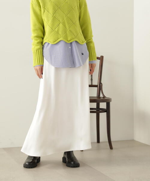 N.（N. Natural Beauty Basic）（エヌエヌナチュラルビューティーベーシック）の「【S Size Line】◆ナローサテンスカート（スカート・レディース・ブラック/オフホワイト/イエロー・SMALL/MEDIUM）」の7枚目の写真