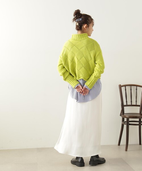 N.（N. Natural Beauty Basic）（エヌエヌナチュラルビューティーベーシック）の「【S Size Line】◆ナローサテンスカート（スカート・レディース・ブラック/オフホワイト/イエロー・SMALL/MEDIUM）」の11枚目の写真