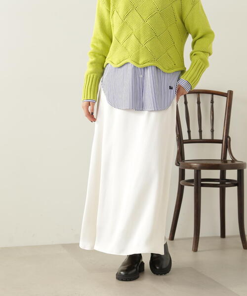 N.（N. Natural Beauty Basic）（エヌエヌナチュラルビューティーベーシック）の「【S Size Line】◆ナローサテンスカート（スカート・レディース・ブラック/オフホワイト/イエロー・SMALL/MEDIUM）」の12枚目の写真