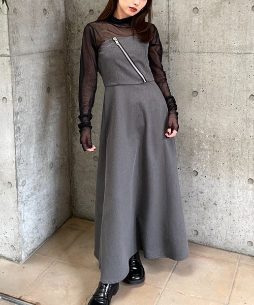 LEANN MOMENT(リーンモーメント)の「Zip baretop dress(ワンピース・レディース・ブラック/グレー・SMALL/MEDIUM)」の7枚目の写真