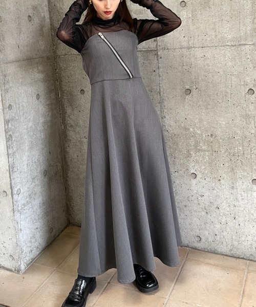LEANN MOMENT(リーンモーメント)の「Zip baretop dress(ワンピース・レディース・ブラック/グレー・SMALL/MEDIUM)」の3枚目の写真