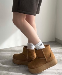 厚底ショートムートンブーツ
