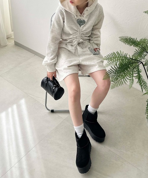 sedacle girl（セダクルガール）の「厚底ショートムートンブーツ（ブーツ・レディース・グレー/ブラック/ブラウン・LARGE/MEDIUM/SMALL/X-LARGE）」の6枚目の写真