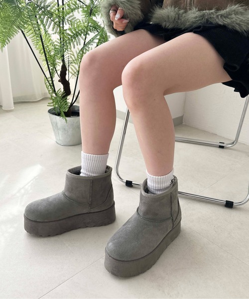 sedacle girl（セダクルガール）の「厚底ショートムートンブーツ（ブーツ・レディース・グレー/ブラック/ブラウン・LARGE/MEDIUM/SMALL/X-LARGE）」の9枚目の写真