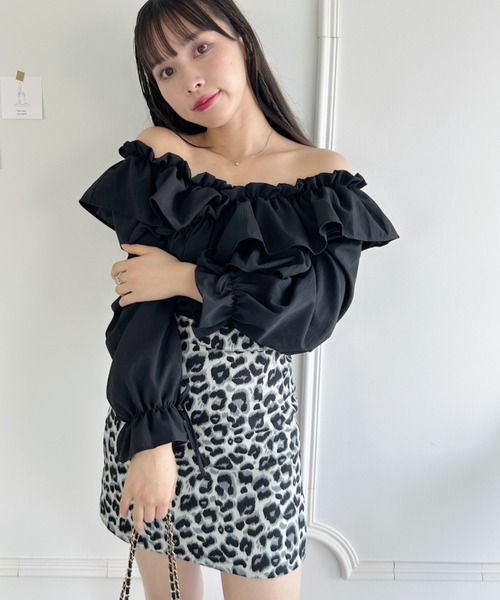 Loueme(ルエム)の「クロスフリルリボン2WAYショートブラウス(シャツ/ブラウス・レディース・ピンク/ブラック/ホワイト・FREE)」の18枚目の写真