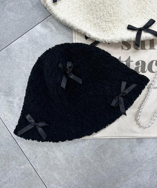 WEGO（ウィゴー）の「WEGO/リボン付きハット（ハット・レディース・ホワイト/ブラック・FREE）」の2枚目の写真