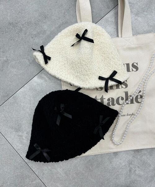 WEGO（ウィゴー）の「WEGO/リボン付きハット（ハット・レディース・ホワイト/ブラック・FREE）」の3枚目の写真