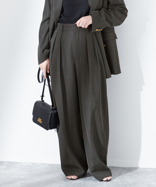 journal standard L'essage(ジャーナルスタンダードレサージュ)の「ヴィスポリギャバパンツ(スラックス・レディース・ネイビー/グレー・38/36)」の1枚目の写真
