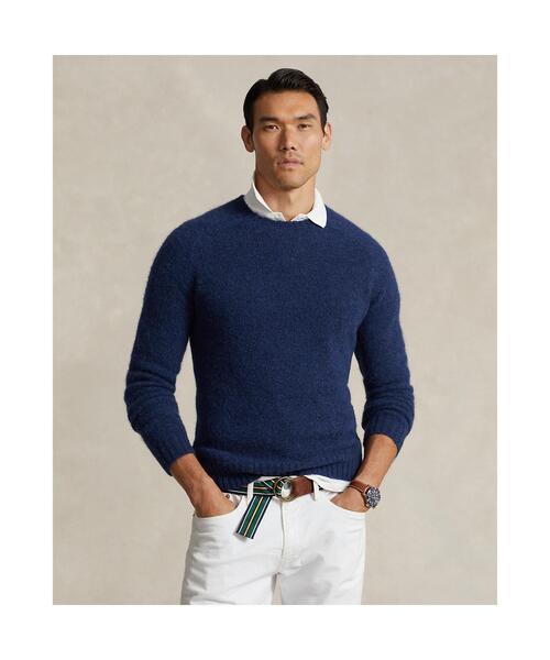 POLO RALPH LAUREN(ポロ ラルフ ローレン)の「スエードパッチ クルーネック セーター(ニット/セーター・メンズ・ネイビー系1・XS/M/S/L)」の1枚目の写真