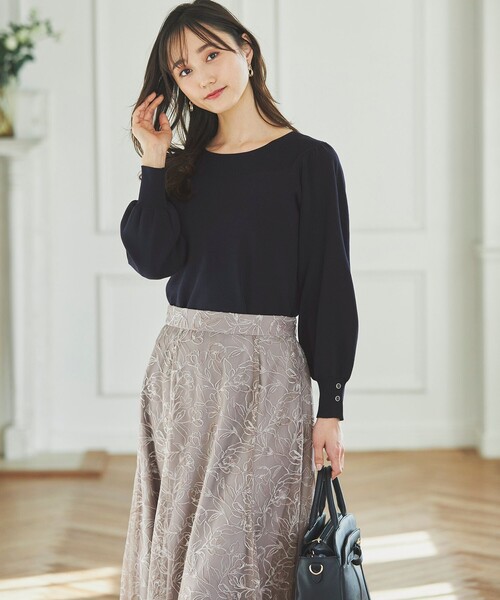 ANY SIS（エニィスィス）の「【洗える】フラワーモイスチャー ニット（ニット/セーター・レディース・ライラック系/ホワイト系/スカイブルー系/ライトイエロー系/ネイビー系・2）」の12枚目の写真