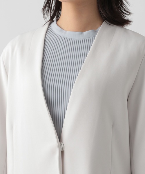 Elura(エルーラ)の「<セレモニーでも仕事でも使える!>Vネックコート/988739(ノーカラーコート・レディース・ネイビー/グレイッシュベージュ・FREE)」の19枚目の写真