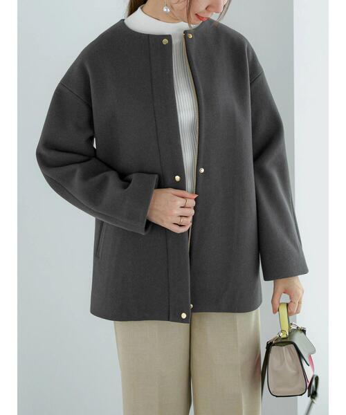 Te chichi（テチチ）の「ノーカラーミドルコート（その他アウター