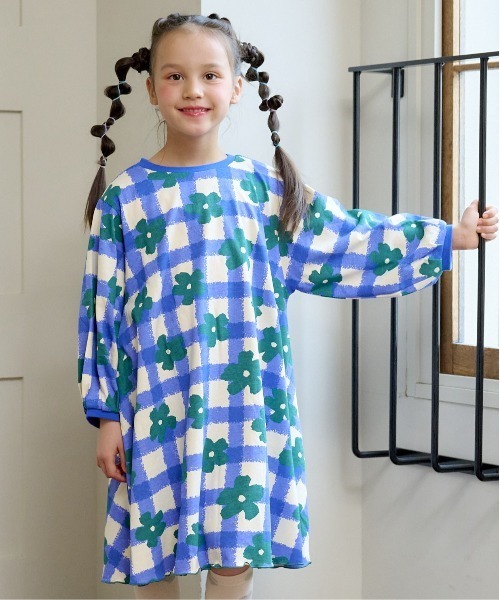 HOGAN RANCH WEAR（ホーガンランチウエア）の「ランタンロングスリーブワンピース（90～130cm）（ワンピース・キッズ・ブルー/ブラック・100/110/120/130/90）」の7枚目の写真