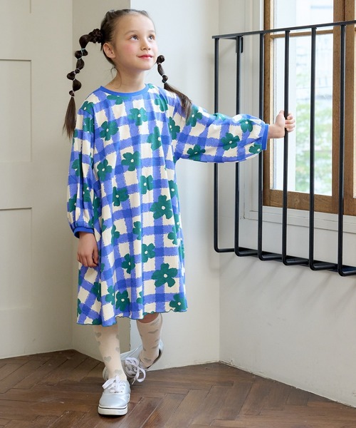 HOGAN RANCH WEAR（ホーガンランチウエア）の「ランタンロングスリーブワンピース（90～130cm）（ワンピース・キッズ・ブルー/ブラック・100/110/120/130/90）」の8枚目の写真