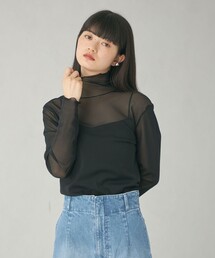 シアー」に該当するトップス（ブラック/黒色系）ファッション