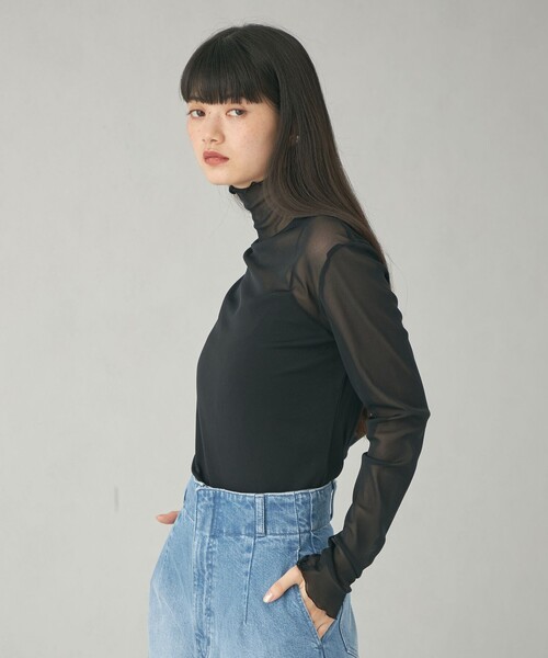 EMMEL REFINES(エメルリファインズ)の「<EMMEL REFINES>EM シアー タートル カットソー(Tシャツ/カットソー・レディース・ホワイト/ブラック/ライム/ダークグレー/シャーベット・FREE)」の7枚目の写真