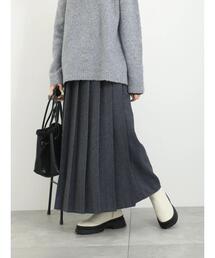 Samansa Mos2 blue | フロントプリーツスカート(スカート)