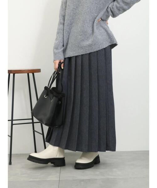 Samansa Mos2 blue（サマンサモスモスブルー）の「フロントプリーツスカート（スカート・レディース・ブラック/グレー/ネイビー・F）」の16枚目の写真