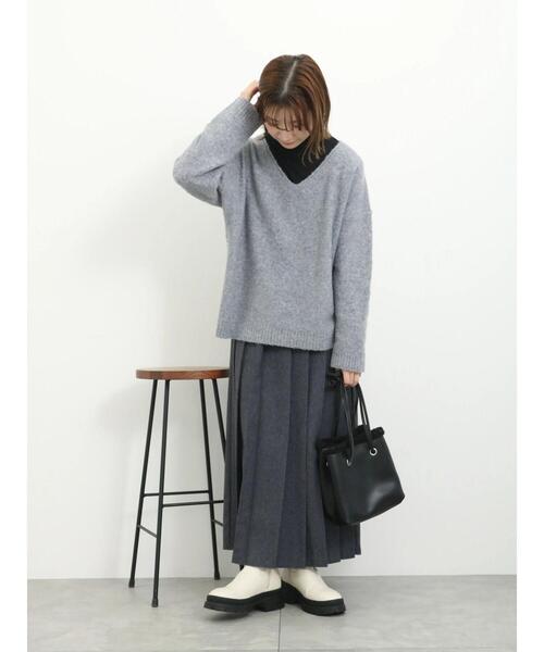 Samansa Mos2 blue（サマンサモスモスブルー）の「フロントプリーツスカート（スカート・レディース・ブラック/グレー/ネイビー・F）」の18枚目の写真