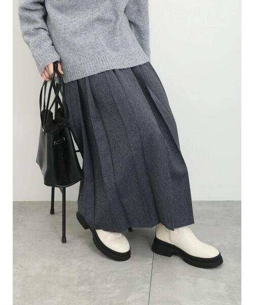 Samansa Mos2 blue（サマンサモスモスブルー）の「フロントプリーツスカート（スカート・レディース・ブラック/グレー/ネイビー・F）」の19枚目の写真