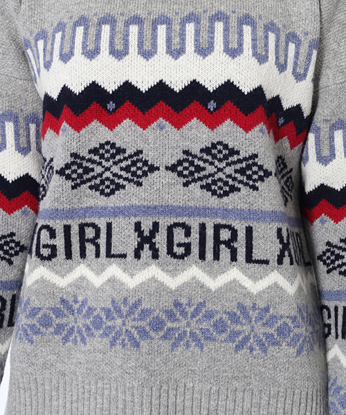 X-girl(エックスガール)の「NORDIC KNIT TOP(ニット/セーター・レディース・ホワイト/アッシュ/ネイビー・2/1)」の8枚目の写真