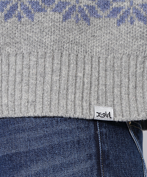 X-girl(エックスガール)の「NORDIC KNIT TOP(ニット/セーター・レディース・ホワイト/アッシュ/ネイビー・2/1)」の9枚目の写真