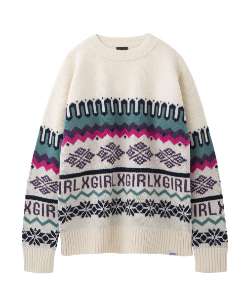 X-girl(エックスガール)の「NORDIC KNIT TOP(ニット/セーター・レディース・ホワイト/アッシュ/ネイビー・2/1)」の10枚目の写真